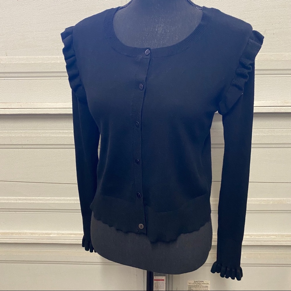 Zara Ruffled Shoulder Wrist Long Sleeve Cardigan